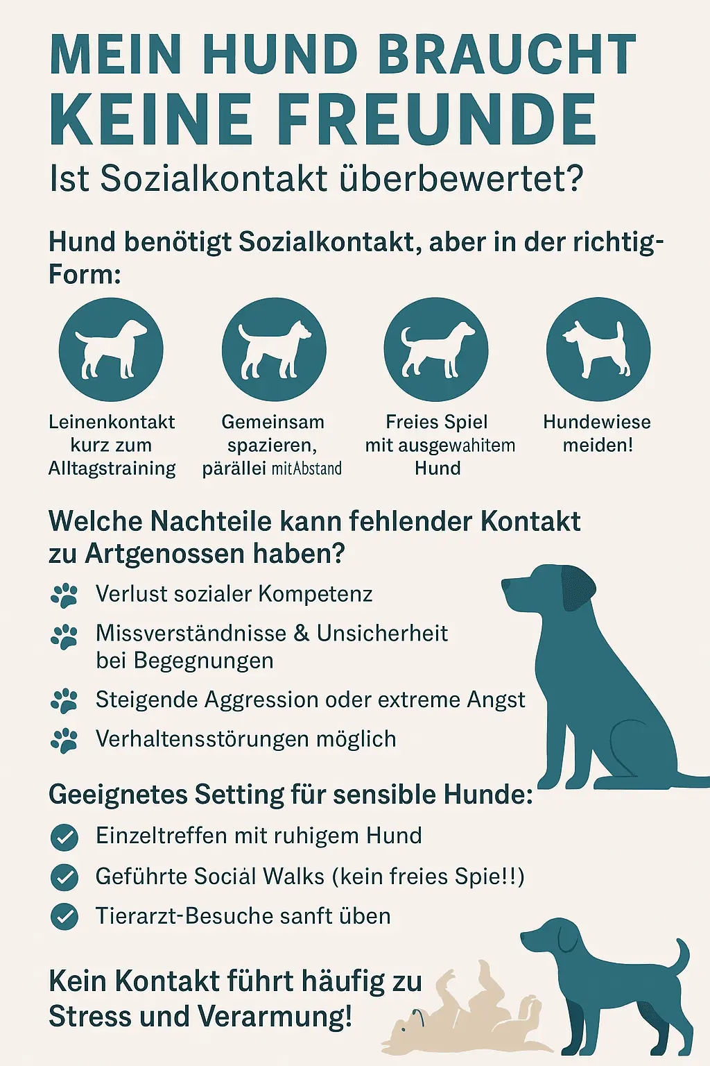 Hunde benötigen passende Sozialkontakte zur Vermeidung von Problemen.