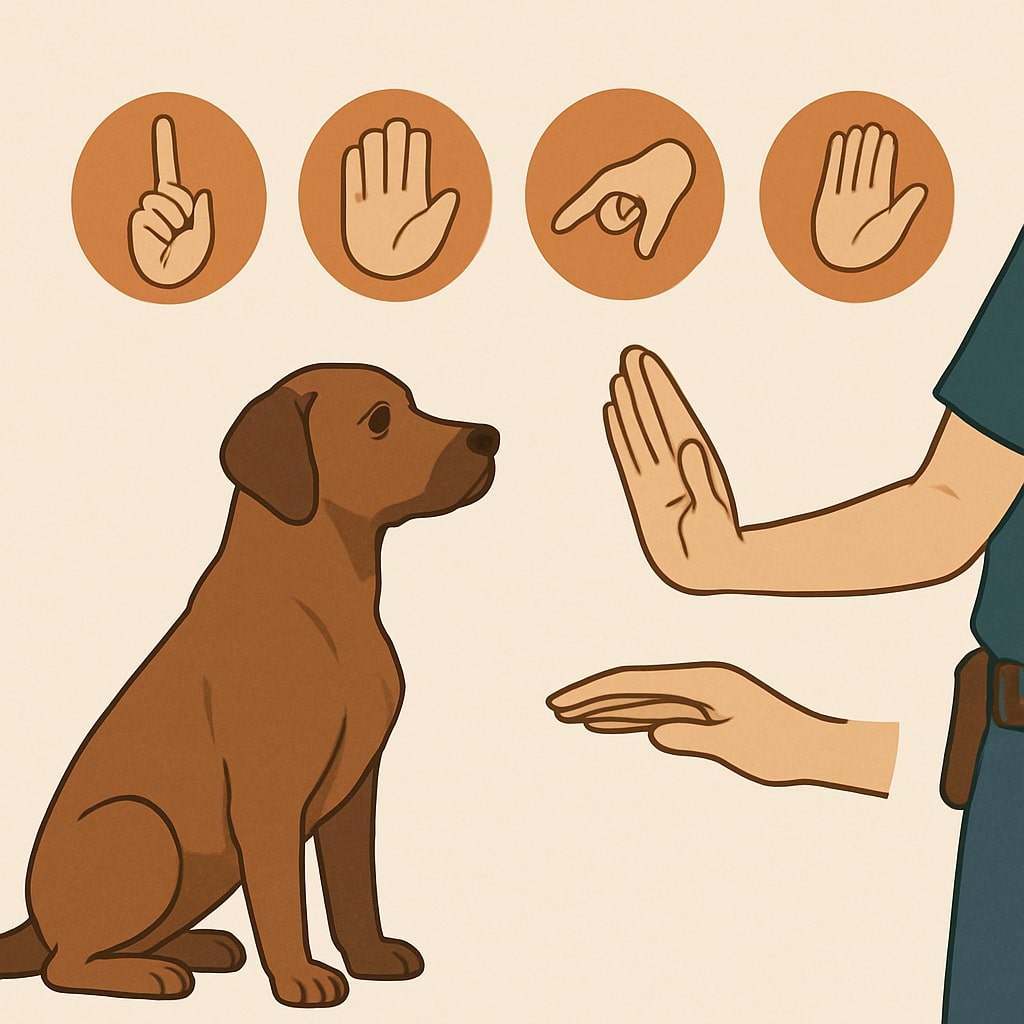Hund mit verschiedenen Handzeichen trainieren