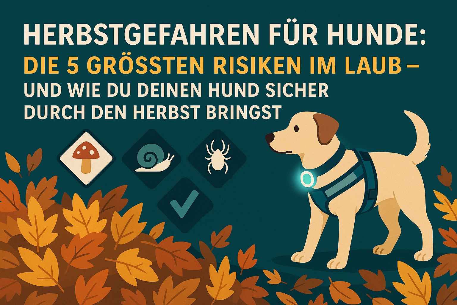 Herbstgefahren für Hunde: Risiken im Laub vermeiden.